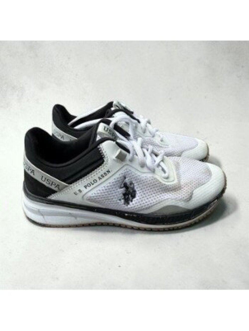 U.S. Polo Assn. Women’s Athletic Sneakers White Black Mesh Lace-Up Running Shoes